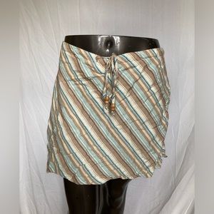 Fashion Bug vintage tan and teal drawstring striped skirt-skort